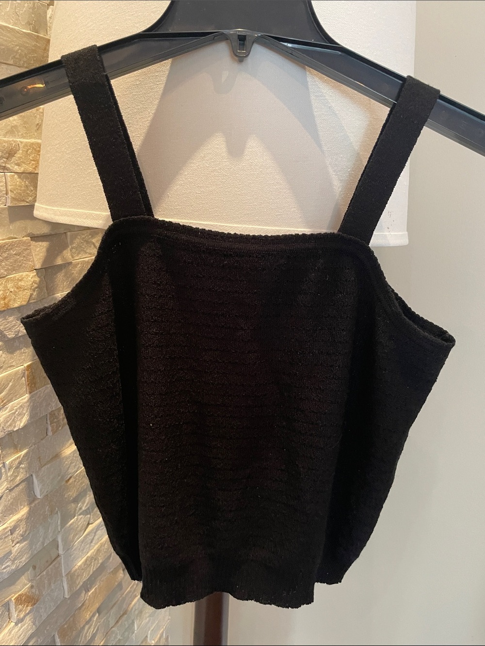 5/$25 Black Knit Square-Neck Tank Top - Women's